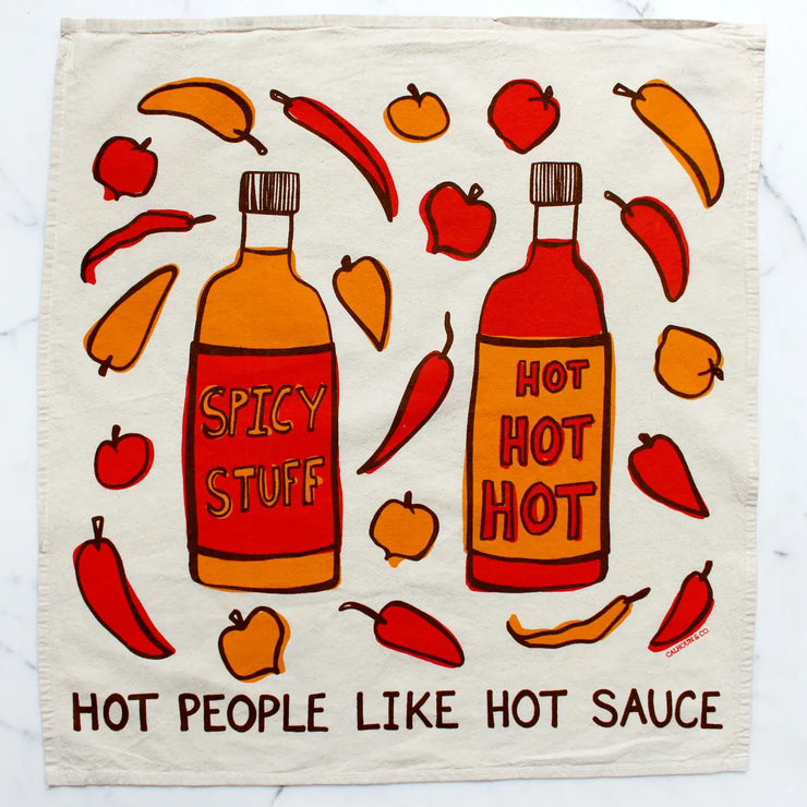 Hot People Like Hot Sauce Printed Tea Towel